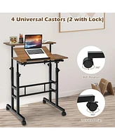 Mobile Standing up Desk Adjustable Computer Desk Tilting Workstation