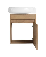 Soft Close Doors Bathroom Vanity With Sink,16 Inch For Small Bathroom