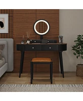 Makeup Vanity Table Set with Led Mirror and 3 Spacious Drawers