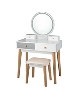 Makeup Dressing Table with 4 Drawers and Lighted Mirror