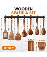 Cheer Collection 9 Piece Wooden Spatula Set