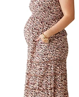 Ingrid + Isabel Maternity Ingrid + Isabel Daydream Midi Dress Brown Navy Abstract Xl