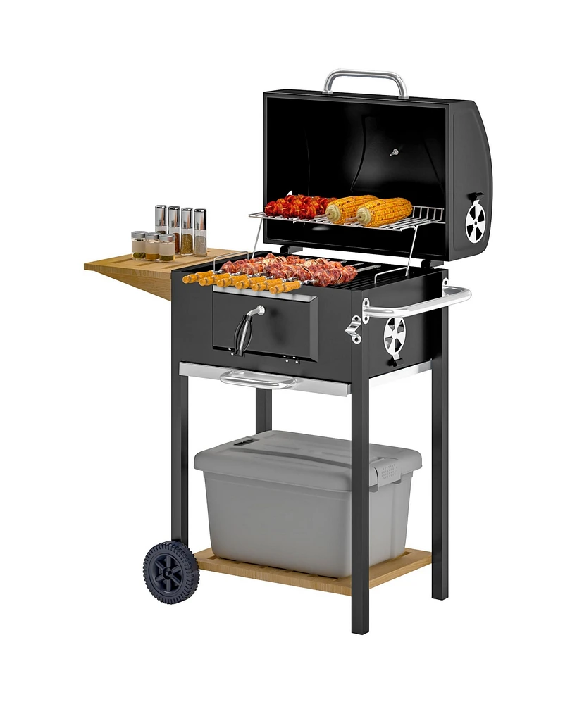 Outsunny Charcoal Bbq Grill, Outdoor Portable Grill,