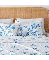 Linery & Co. Blue Floral with Scalloped Hem Microfiber Quilt Set With Shams