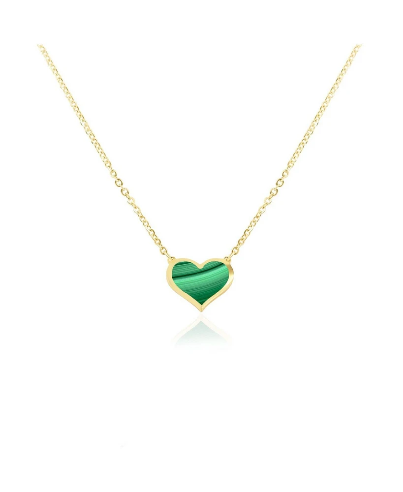 The Lovery Malachite Single Heart Necklace 14K Gold