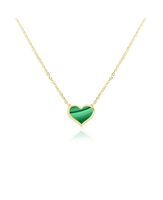 The Lovery Malachite Single Heart Necklace 14K Gold
