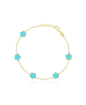 The Lovery Turquoise Flower Bracelet 14K Gold