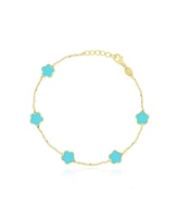 The Lovery Turquoise Flower Bracelet 14K Gold