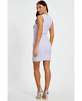 Quiz Women's Sequin Jersey Mini Dress with Ruched Strap