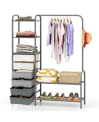 Free Standing Closet Organizer with Removable Drawers and Shelves