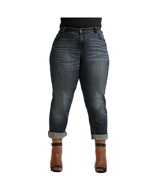 Poetic Justice Plus Curvy-Fit Rolled Cuff Boyfriend Jeans