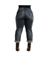 Poetic Justice Plus Curvy-Fit Rolled Cuff Boyfriend Jeans