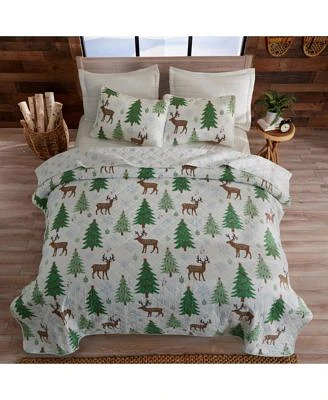Linery Co. Christmas Trees Microfiber Quilt Set With Shams