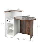 Front Reception Office Desk with Open Shelf and Lockable Drawer