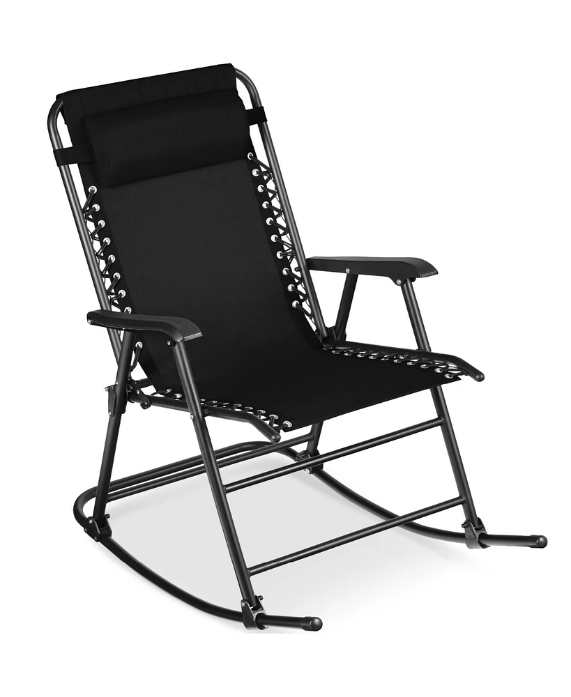 Best Choice Products Folding Outdoor Zero Gravity Rocking Lounge Chair w/ Headrest Pillow