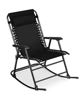 Best Choice Products Folding Outdoor Zero Gravity Rocking Lounge Chair w/ Headrest Pillow