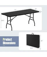 6 ft Portable Folding Table 350 Lbs Fold-in-Half Table with Hdpe Tabletop