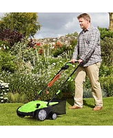 13 Inch 12 Amp Electric Scarifier with Collection Bag and Removable Blades