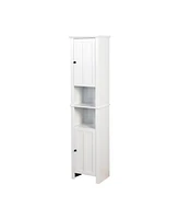 Bathroom Floor Storage Cabinet with 2 Doors Living Room Wooden Cabinet with 6 Shelves 15.75 x 11.81 x 66.93 inch