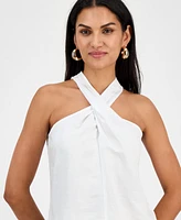 I.n.c. International Concepts Women's Linen-Blend Halter Top, Exclusively at Macy's