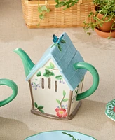 Certified International Flora 3-d Birdhouse Teapot