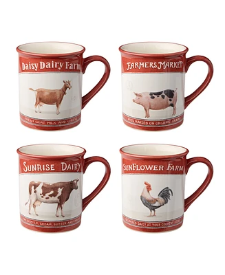 Certified International Vintage Farm Mugs, Set of 4