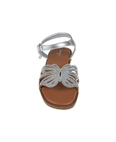 Bebe Little Girls Flat with Butterfly Rhinestone Welt Sandals
