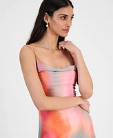 Bar Iii Women's Printed Mesh Midi Slip Dress, Exclusively at Macy's
