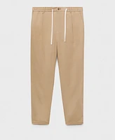 Mango Men's Eu Slim-Fit Linen-Blend Drawstring Pants