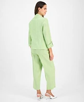 Kasper Womens Blazer V Neck Top Pull On Pants