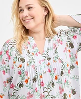 Style & Co Plus Printed Pintuck Top