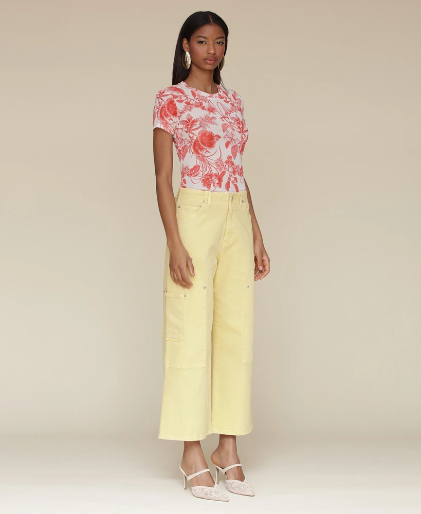 Avec Les Filles Women's High-Waist Cropped Carpenter Jeans