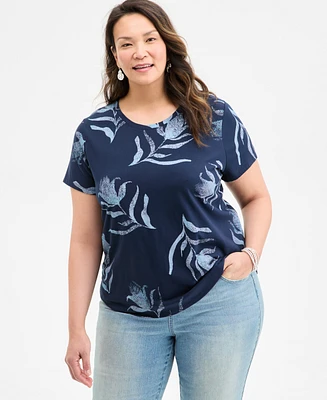 Style & Co Plus Size Printed Graphic T-Shirt, Exclusively at Macy's