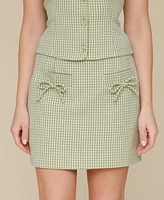 Avec Les Filles Women's Bow-Trim Gingham Mini Skirt