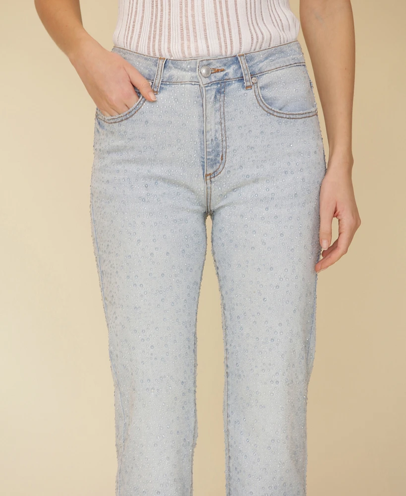 Avec Les Filles Women's Diamante Straight-Leg Jeans