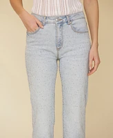 Avec Les Filles Women's Diamante Straight-Leg Jeans