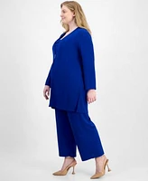 Anne Klein Plus Size Crepe Camisole Palazzo Pants Knit Cardigan Sweater