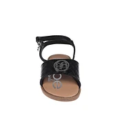 Bebe Little Girls Embossed Flat with Medallion Hardware Sandals