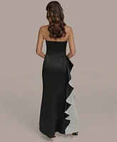 Donna Karan New York Women's Strapless Ruffl-Trim Gown