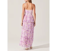 Astr the Label Women's Daytona Tie-Front Pleated Maxi Dress
