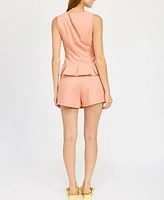 En Saison Womens Amira Peplum Top Skort