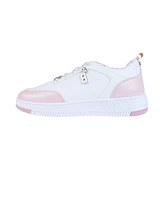 Bebe Little Girls Low Top Court with Shimmer Two Tone Piecing Sneakers