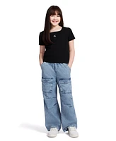 Calvin Klein Big Girls Short Sleeves Square Neck Ribbed T-shirt