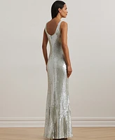 Lauren Ralph Women's Sequined Sleeveless Gown