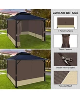Aoodor Gazebo Curtain 10' x 12' Replacement Universal 4 Panel Sidewalls (Only Curtain)
