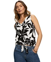 Sanctuary Women's Printed V-Neck Sleeveless Tie-Hem Tank Top