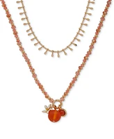 lonna & lilly Gold-Tone Mixed Bead Layered Pendant Necklace, 16" + 3" extender