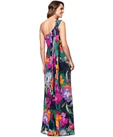 Xscape Petite One-Shoulder Chiffon Fit & Flare Gown