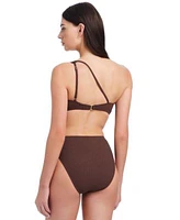 Sanctuary Womens Stay Connected One Shoulder Bikini Top High Leg High Rise Bikini Bottoms