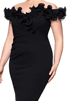 Xscape Plus Short-Sleeve Sweetheart-Neck Scuba-Crepe Bodycon Dress
